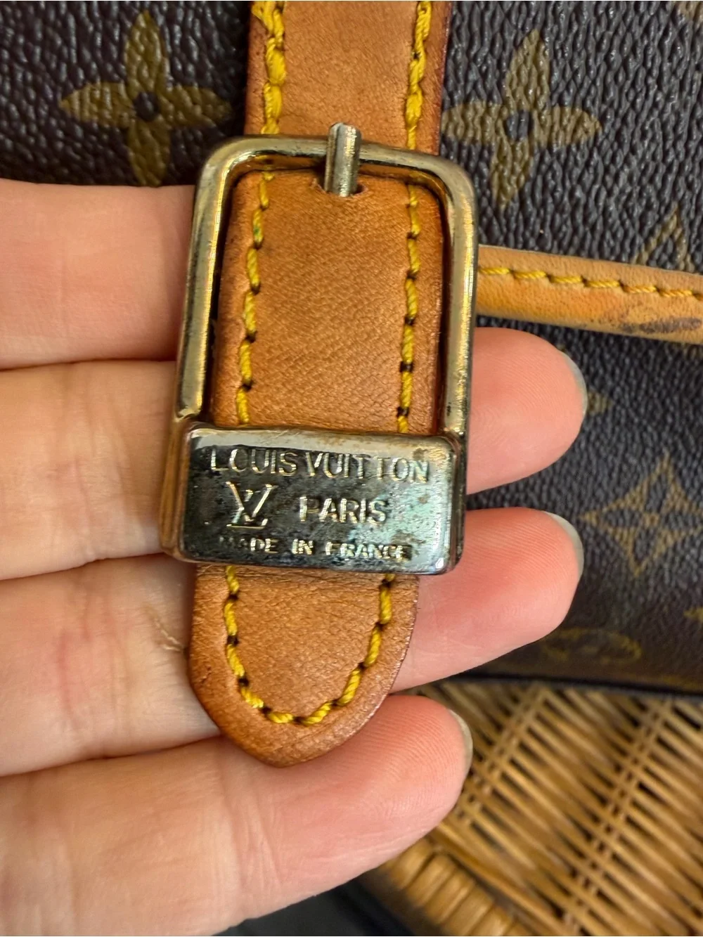 Louis Vuitton Brown Monogram Canvas Briefcase with Tan Leather Trim